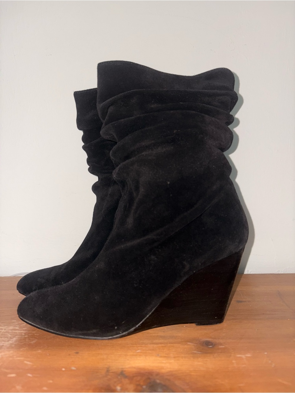 Charles By Charles David Black Suede Wedge Slouch Booties